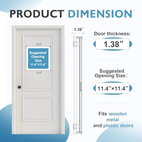 12.6" x 12.6" Window Frame Kit with Glass, Black Garage Door Window Inserts, Door Glass Inserts, Replacement Windows for Doors, Windows, Garages, Cabinets