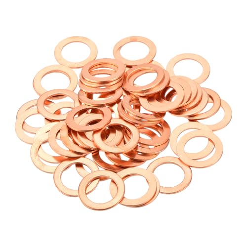 MECCANIXITY 52 Pcs Flat Copper Washers, 12x18x1mm Copper Upgraded Flat Metric Sealing Crush Ring Washers for Hydraulic Fittings Screw Bolt Nut Electronic Repair - size: 12x18x1mm