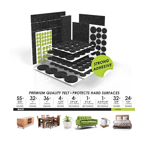 Slipstick Gorilla Felt Furniture Pads (189 Piece Variety Pack) Premium Furniture Pads & Chair Leg Floor Protectors for Hardwood Floors & Hard Surfaces - size: 189 Piece Variety Pack