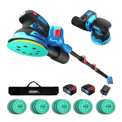 Electric Orbit Sander Kit with 8.2ft Pole,20V Random Hand Sanders 4.0AH,5.0 Inch Variable Cordless Sanders for Wood Working,Sanding