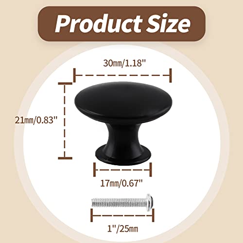Black Cabinet Knobs 1.18" Diameter, 12 Pcs - color: Matte Black, size: 12 Pack