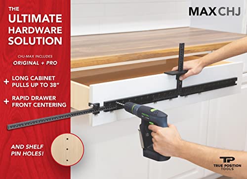 MAX Cabinet Hardware Jig - Install Long Pulls and Shelf Pin Holes - Made In USA - Hand Calibrated by True Position Tools - size: MAX