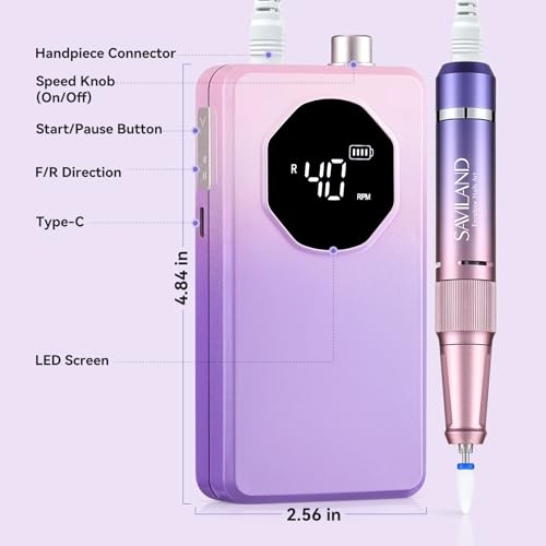 SAVILAND Nail Drill Professional 40000RPM 30S Fast Removal for Acrylic Nail - color: Purple
