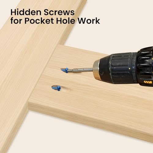 Pocket Hole Screws 2 1/2 Inch, 150Pcs, Anti-Rust Blue Coated Pocket Screws #8 x 2-1/2", Exterior Wood Screws, Coarse Thread, Washer Head Square Drive, Self-Tapping Tip, with Drive Bit - size: #8 x 2-1/2"