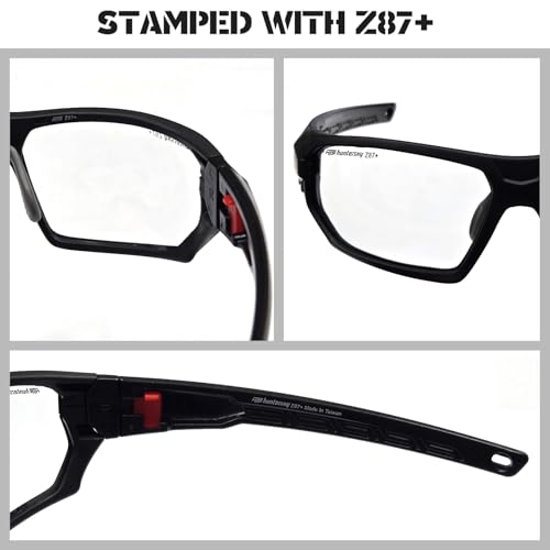 HTS HUNTERSKY Ballistic Tactical ANSI Z87.1+ Impact Protection Anti Fog Shooting Glasses Military Grade Airsoft Range - color: S Black Clear