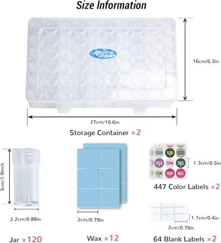 Foreveryoung 2-Pack Diamond Art Storage Containers, 120-Grid Bead Organizer - size: 2 Packs (120 Jars)