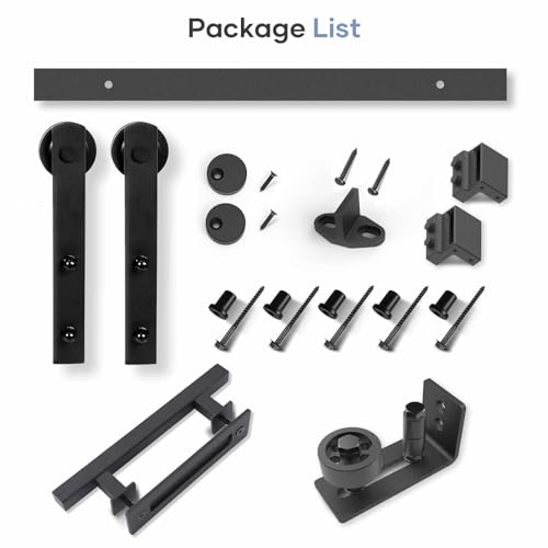 EaseLife 7 FT Sliding Barn Door Track and Handle Hardware Kit,Aluminum,Heavy Duty,Straight Pulley,Slide Smoothly Quietly,Easy Install (7FT Track Kit for 38"~42" Wide Single Door) - size: 7FT-Single Door Kit