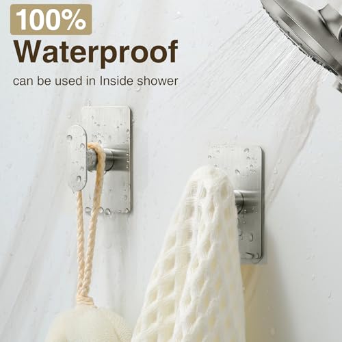 pickpiff Adhesive Towel Hooks: 20LB Extra Strong Wall Hanger, Silver 4 Pack - color: Silver, size: 4 Pack