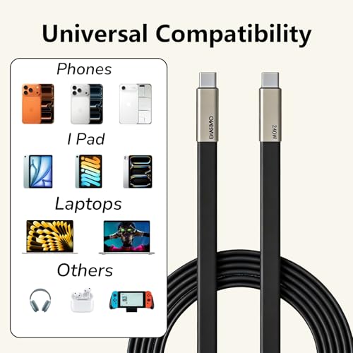 SIDEWAY Phone Charger 240W Silicone Cable with Detachable Stand - Universal Type-C, 90° Angle, 480Mbps Data Transfer Speed,59in(balckset) - color: black