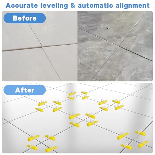 DGSL 1/16 Inch Tile Leveling System, 1000 Tile Spacers and 200 Tile Wedges - size: 1/16 Inch * 1000 Clips
