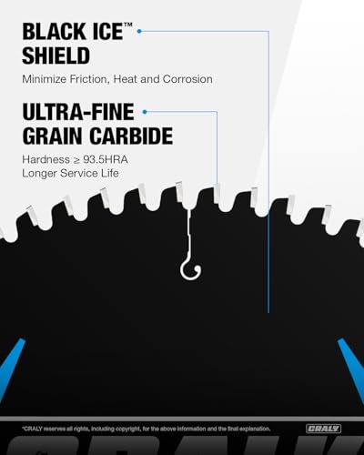 CRALY 10 Inch 80 Teeth Aluminum and Non-Ferrous Metal Cutting Circular Saw Blade, 5/8 Inch Arbor, Carbide Tipped, Thin Kerf, Black Ice™, for Medium Aluminum, Plastic, Composite(C1080AL) - size: 10", 5/8" arbor, 80T