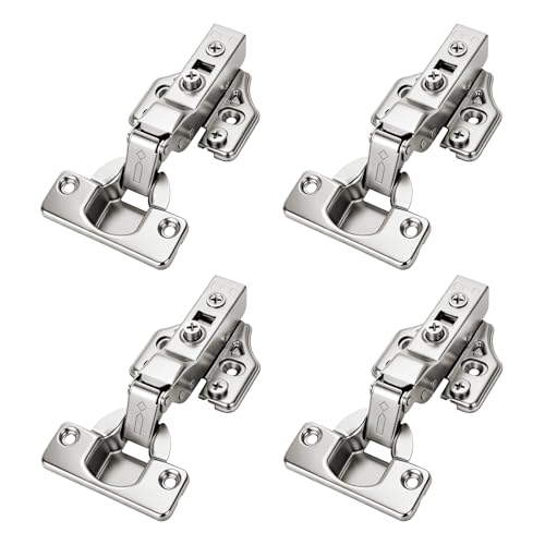 4 Pcs 105° Soft Close Cabinet Hinges 35mm, 3D Half Overlay Hinge - size: Half Overlay