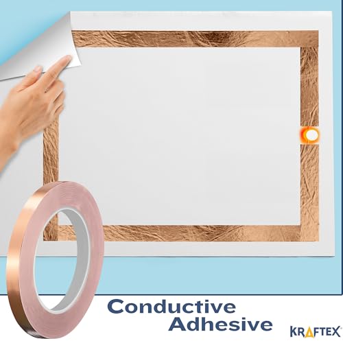Kraftex Copper Tape 1/2 inch x 66ft. Copper Foil Tape for Stained Glass Soldering with Conductive Adhesive. Great Shielding for Guitars, EMI Shielding, Jewlery Making and Crafts - size: 1/2" x 66ft