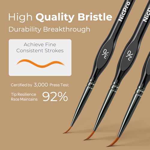 Nicpro 10 PCS Detail Paint Brushes Set, Miniature Brushes for Fine Detailing & Art Painting - Acrylic, Watercolor, Oil, Models, Paint by Numbers, Craft - size: 10PCS - Detail