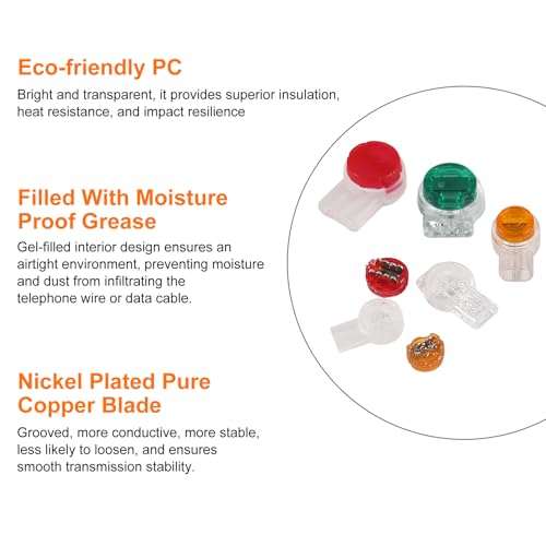 Wire Connectors Assortment Kit 251pcs, Waterproof Gel-Filled IDC Network Cable Telephone Wire Splice Connectors Include UY/K1, UY2/K2, UR/K3, UR2/K3 and UG/K5, Phone Wire Butt with Crimping Plier