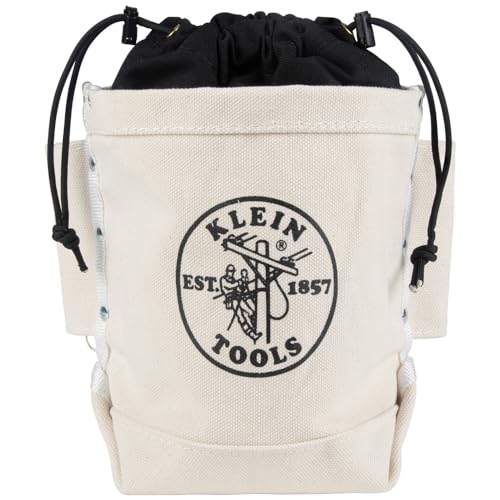 Klein Tools 5416TC Tool Bag, Top Closing Bolt Bag with 3-Inch Drawstring, Load Rated with Tunnel Connect, 5 x 10 x 9-Inch - size: Standard