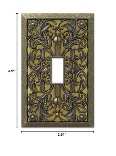 Amerelle 65TAB Filigree Wallplate, 1 Toggle, Antique Brass - size: 1 Toggle