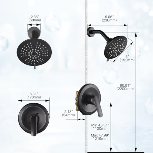 Shower Faucet with Valve, Bathroom Shower Faucet Kit, Solid Brass Shower Head Faucet Set Complete, Single Handle Rain Shower Head Trim Kit for Bathroom, Oil Rubbed Bronze - color: Oil Rubbed Bronze