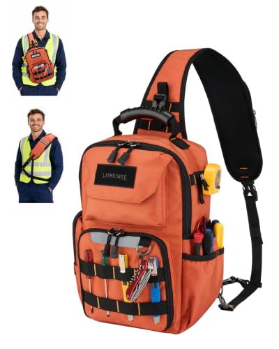 Electrician Tool Chest Bag, Tactical HVAC 3-Point Harness Orange - color: Orange