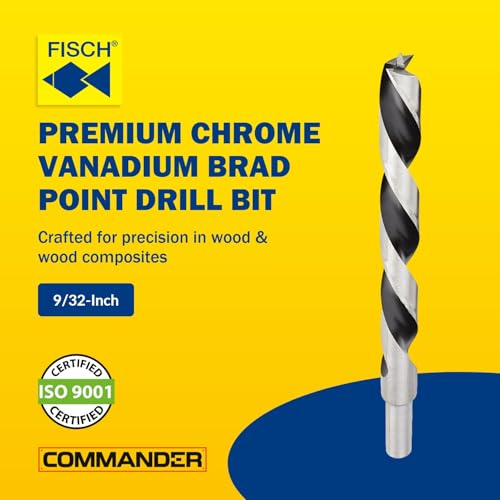Chrome-Vanadium Brad Point - Ground Wood Drill Bit Woodworking - 9/32 Inch | Chrome-Vanadium Brad Point Ground Wood Drill Bit, Wood Drill Bit, Precision Drilling for Woodworking, DIY & Professional Use - size: 9/32 Inch
