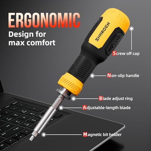 SHARDEN Multi ScrewDriver Set 26 in 1 All in One Adjustable Screw Driver - color: Yellow, size: Extendable-NonRatchet