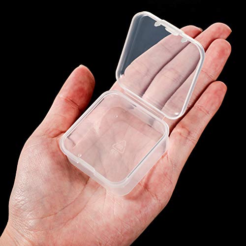 SATINIOR 24 Packs Small Clear Plastic Beads Storage Containers Box with Hinged Lid for Storage of Small Items, Crafts, Jewelry, Hardware(1.7 x 1.7 x 0.8 in) - size: 1.7 x 1.7 x 0.8 in