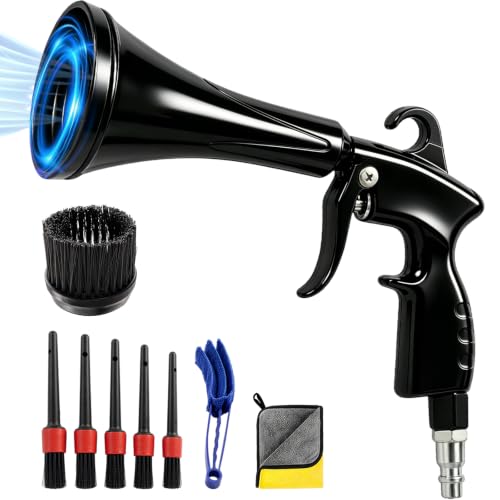 Tornado Air Blow Gun Kit, High Pressure Pneumatic Air Duster for Car Detailing, Metal Nozzle Car Cleaning Gun with Multi-Accessory Cleaning Kit for Interior, Engine and Workshop Cleaning