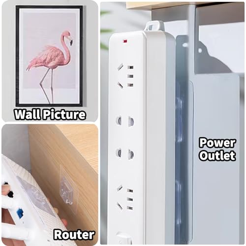Double Sided Adhesive Wall Hooks,20 Pack Self Adhesive Hooks,Suitable for Hanging and Organizing Power Outlets, Picture Frames, and Tissue Boxes at Home, Office, or in Rv