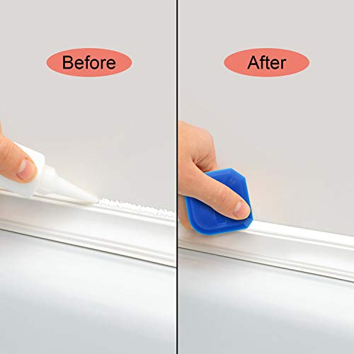 Outus 2 Pieces Caulking Tool Set Silicone Sealant Grout Tool for Kitchen Bathroom Floor Sealant Sealing(Blue) - color: Blue