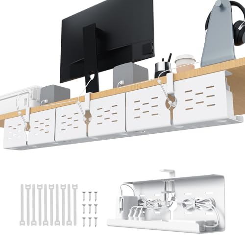 KEEGH 16 in Under Desk Cable Management Tray, Capacity Cable Tary, 3 Pack - color: White, size: 3 Pack