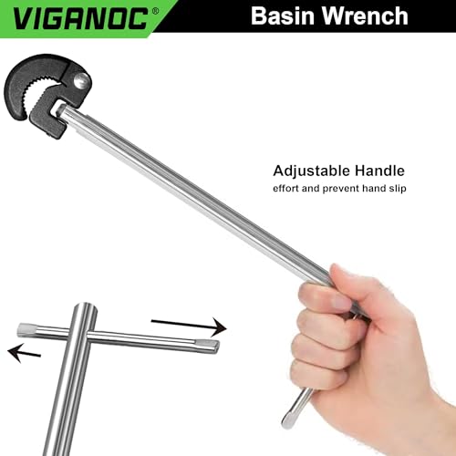 11" Basin Wrench, Sink Wrench, Adjustable Tap Nut Spanner, 3/8" to 1-1/4" Capacity for Tight Space Use