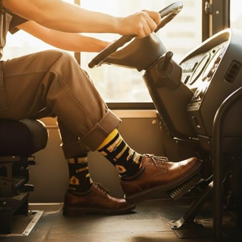 HAPPYPOP Funny Gifts for Women Men - Mechanic Graphic Designer Bus Driver Plumber Sock - color: Trust Me I'm a Bus Driver