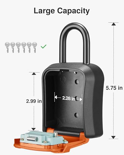 Puroma Key Lock Box for House Keys Combination Lockbox with Code, 1 Orange - color: Orange