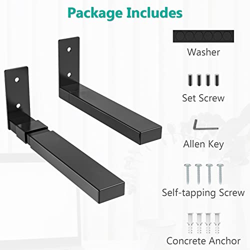 WALI Center Channel Speaker Wall Mount, Universal Soundbar Wall Mount Bracket Hold up to 30 lbs, Arms Extend Adjustment from 7 to 11.5 inch (SLK201), Black - size: 7 to 11.5 inch
