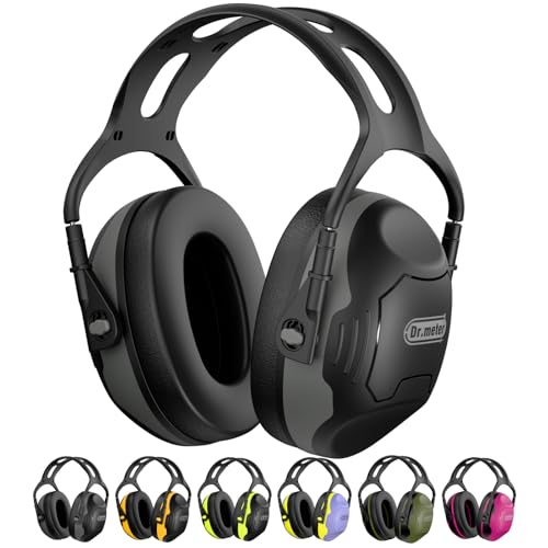 Dr.meter C06 Noise Cancelling Ear Muffs, 28NRR Ear Protection for Adults - color: Black Grey