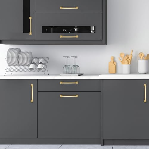 30 Pack Kitchen Cabinet Handles 6-1/4 Inch Brushed Brass Cabinet Pulls - color: Brushed Brass, size: 6-1/4 Inch Hole Centers