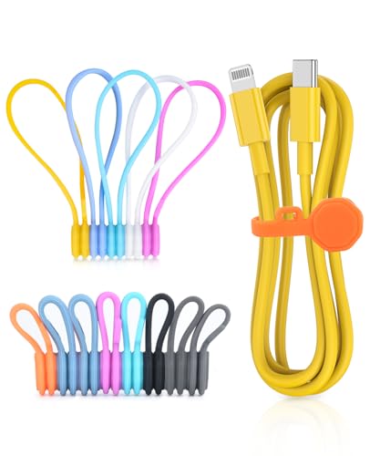 13 PCS Silicone Magnetic Cable Ties, Reusable cord Organizer clips - size: 13-PCS