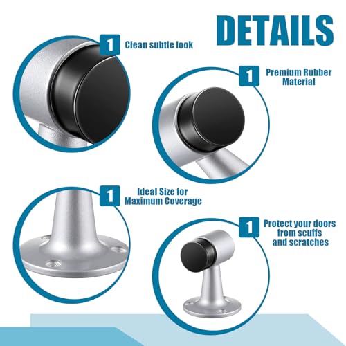 Yaocom 2 Pack Heavy Duty Floor Mounted Door Stop 3 in Aluminum Commercial Grade Door Stopper with Rubber Bumper & Stainless Steel Screws (Sliver) - color: Sliver