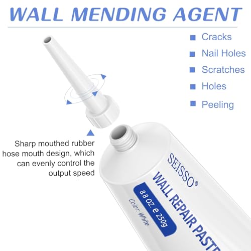 Wall Repair Paste Kit, 2x250g Wall Mending Agent with Wall Repair Patch*4 and Scraper, Spackle Drywall Repair Kit for Hole Filler, Effective Repair of Scratches, Holes, Cracks and Wall Graffiti - style: 2pcs paste with 4 patches