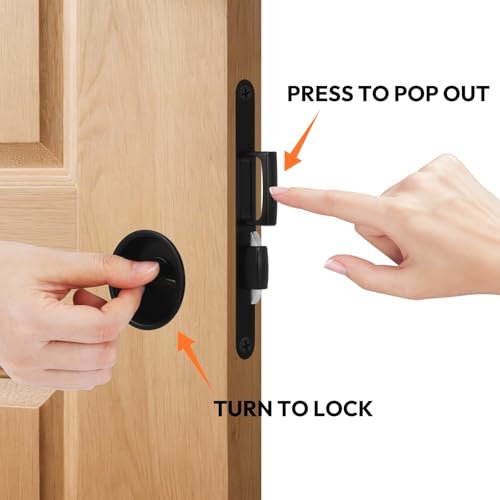 HBL' Pocket Door Lock with Handles Keyless Privacy Pocket Door Handle,Black - color: Black, size: Round