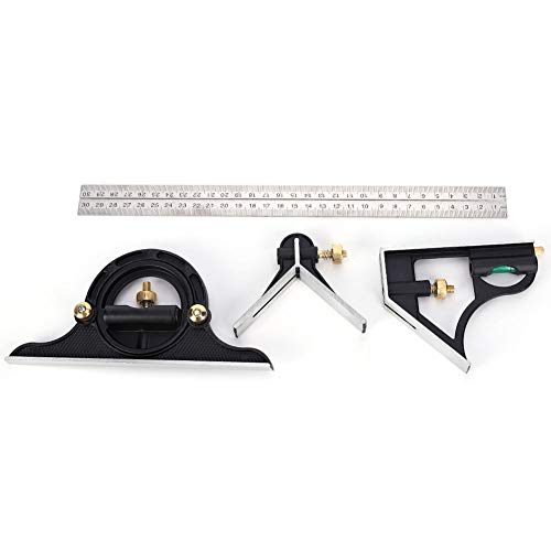 Stainless Steel T Ruler, Combination Set with Protractor, Stainless Steel Angle Ruler 0-180° Combination Tri 0.01 Protractor Measure Tool for Woodworking, Metalworking