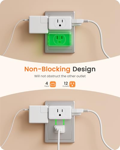 LENCENT 2 Prong to 3 Prong Outlet Adapter, Wall Plug Extender - size: 4 Pack