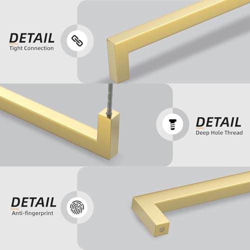 Goldenwarm 3 Inch 10 Pack Gold Cabinet Handles Kitchen Drawer Pulls - color: Gold, size: 3'' Hole Center