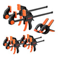 VEVOR Bar Clamps for Woodworking, 8-Pack, 6" and 12", with Spring Clamps, One-Handed Clamp/Spreader, 154 lbs Load Limit, Quick Release, Self-Locking Design, for Wood Working and Metal Working - size: 12"& 6" (8 Pack), style: Quick Grip