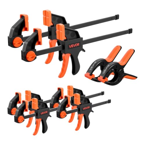 VEVOR Bar Clamps for Woodworking, 8-Pack, 6" and 12", with Spring Clamps, One-Handed Clamp/Spreader, 154 lbs Load Limit, Quick Release, Self-Locking Design, for Wood Working and Metal Working - size: 12"& 6" (8 Pack), style: Quick Grip