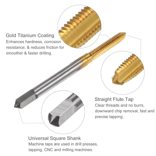 uxcell Tap & Drill Bit Set, 6-40 UNF Straight Flute Thread Tap and 3/25" (2.9mm) Twist Drill Bit, Titanium Coated M2 High Speed Steel Thread Repair Tapping Tools - size: 6-40 UNF + 3/25" (2.9mm)