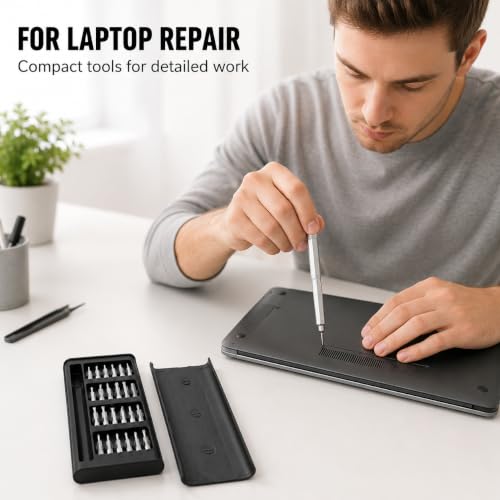 24 in 1 Precision Screwdriver Set, Small Multifunction Magnetic Repair Tool Kit with 24 Bits for Phone Electronics Laptop Watch Camera Glasses Console DIY Men Gift, Black - color: 24 in 1 Black