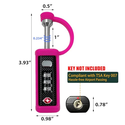 LAFENLIN TSA Lock for Gun Case, 3-Dial Combo Padlock - size: Pink-2 Pack