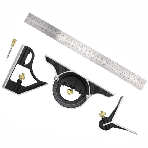 Combination Square Stainless Steel Multi-Function Carpentry Square Clear Scale Easy to Read(600mm/23.62") - style: 600mm/23.62"