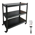 330LBS Workbench on Wheels, 3-Tier Metal Garage Storage Shelves, Adjustable Heavy Duty Rolling Utility Cart for Warehouse Workshop Basement Pantry Kitchen, 31.5"x15.8"x31.5",Black